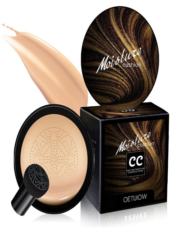 OETUIOW Mushroom Head Air Cushion CC Cream - New Upgraded BB Cream Face Makeup Foundation for Mature Skin Moisturizing Concealer Brighten Long-Lasting, Gold Packaging ((Buff Beige, 3.21 Ounce (Pack of 1)) - Image 1